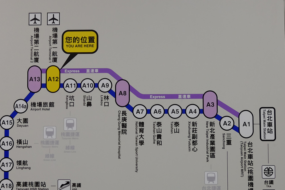 台北駅までの路線図