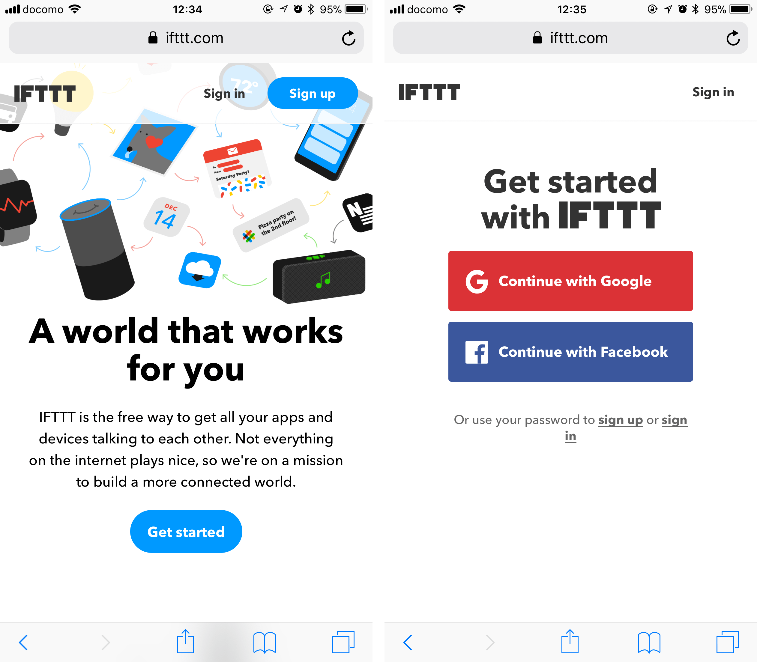 IFTTTにログインする
